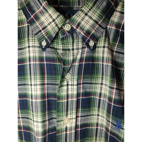 Men's Ralph Lauren Classic Fit Long Sleeve Button Up Plaid Shirt Blue/Green - XL - Picture 1 of 7